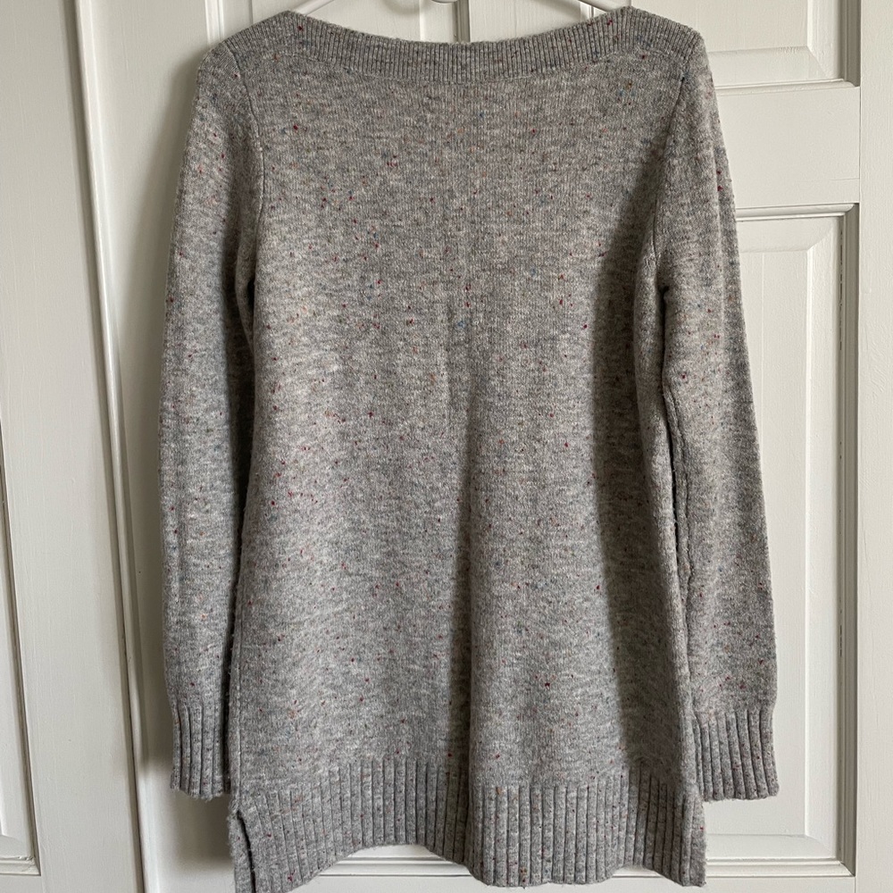 LOFT Gray Speckled Tunic Sweater | Medium